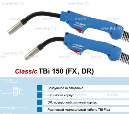 Горелка для полуавтоматической сварки TBi 150-blue-ESG, длина 3 метра - st-e.info - Березники